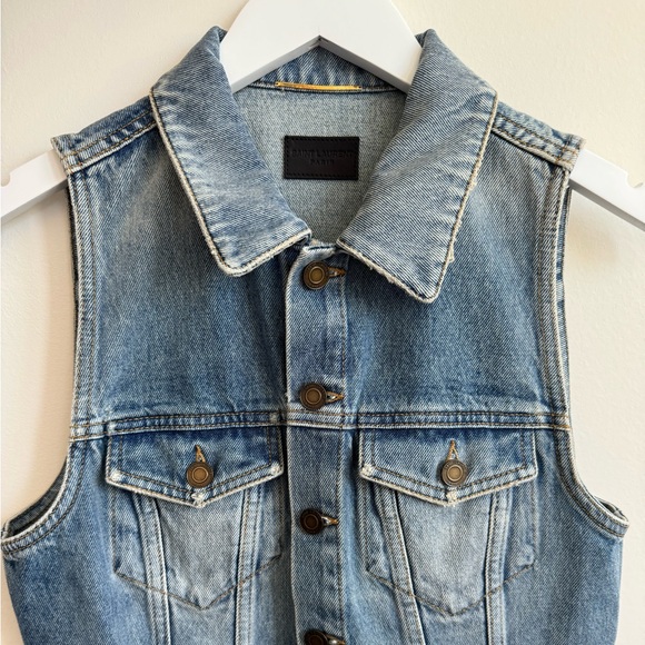 Saint Laurent Denim Mini Dress in Pasadena Blue Color - Picture 3 of 13